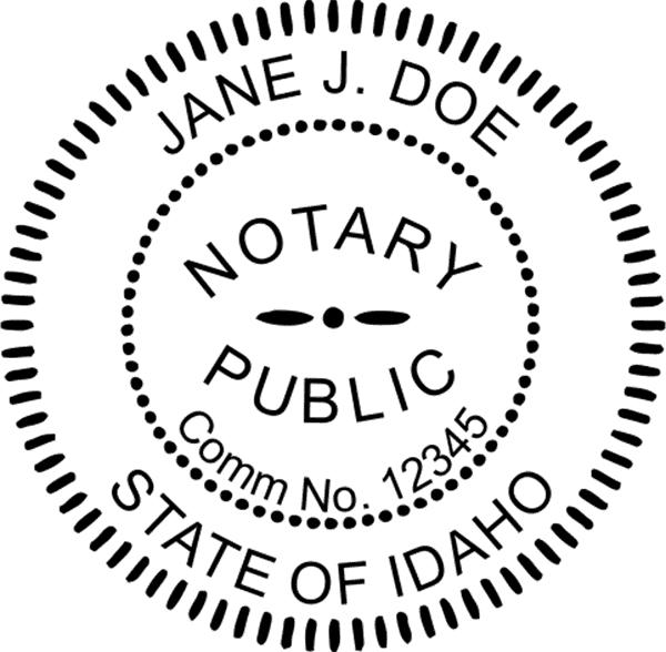 Idaho Notary Pink - Round Design Imprint Example