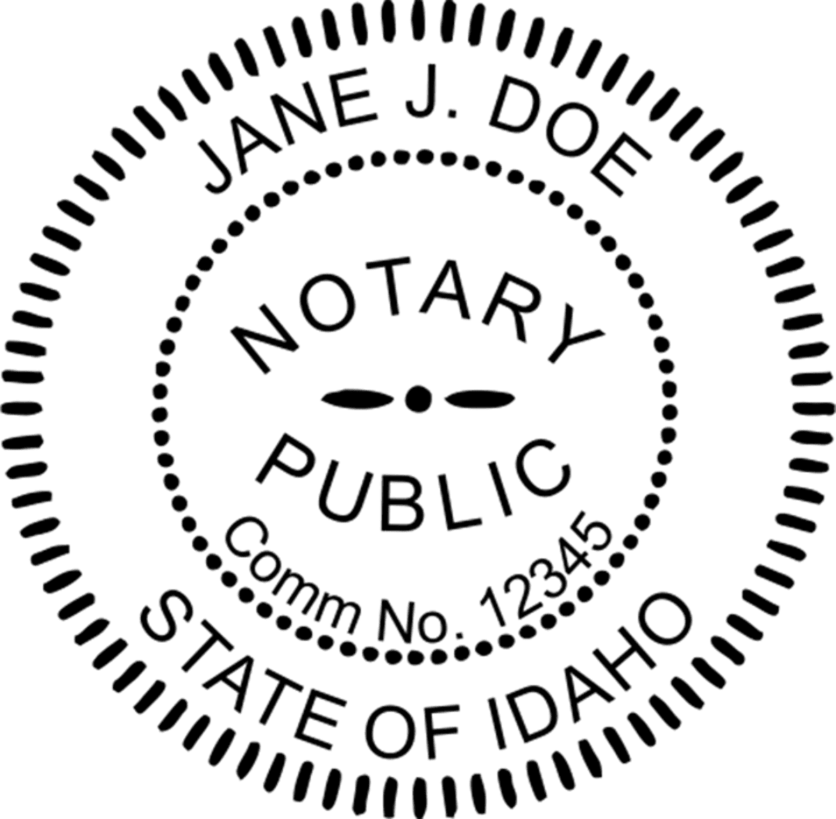 Idaho Notary Pink - Round Design Imprint Example
