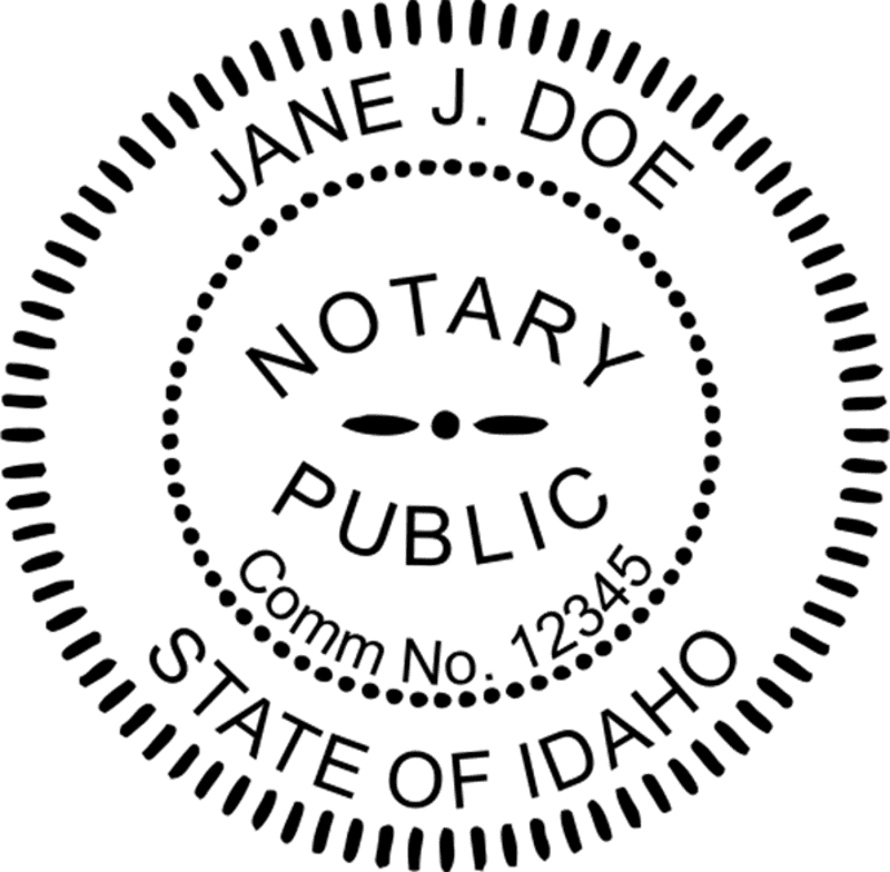 Idaho Notary Pink - Round Design Imprint Example