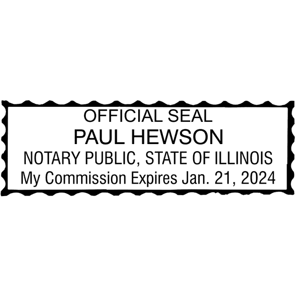 Illinois Notary Pink Stamp - Rectangle Imprint Example