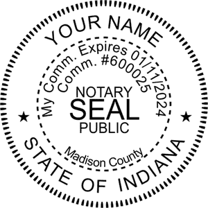 Indiana Notary Pink - Round Design Imprint Example