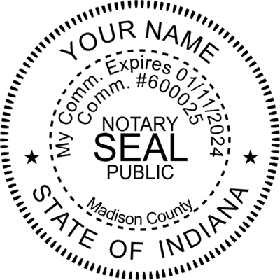 Indiana Round Pink Notary Seal - alternate view