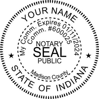 Indiana Round Pink Notary Seal - alternate view