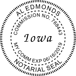 Iowa Notary Pink - Round Design Imprint Example