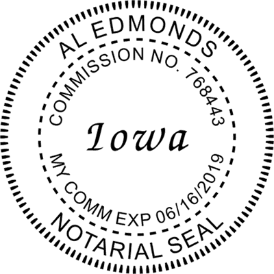 Iowa Round Pink Notary Seal - alternate view