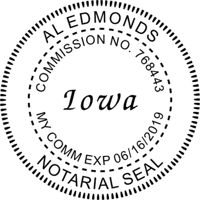 Iowa Round Pink Notary Seal - alternate view