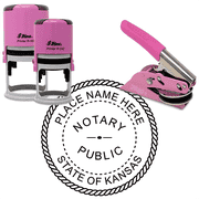Kansas Round Pink Notary Seal