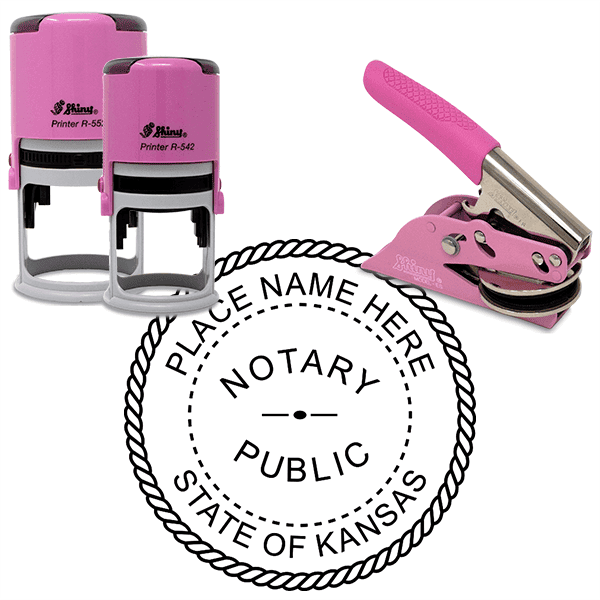 Kansas Round Pink Notary Seal