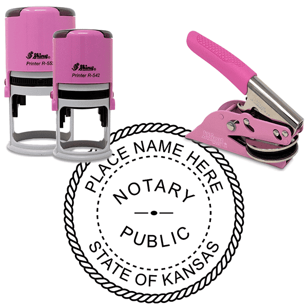 Kansas Round Pink Notary Seal