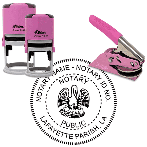 Louisiana Round Pink Notary Seal