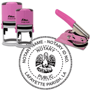 Louisiana Round Pink Notary Seal