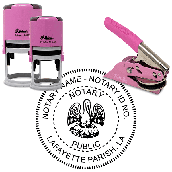 Louisiana Round Pink Notary Seal