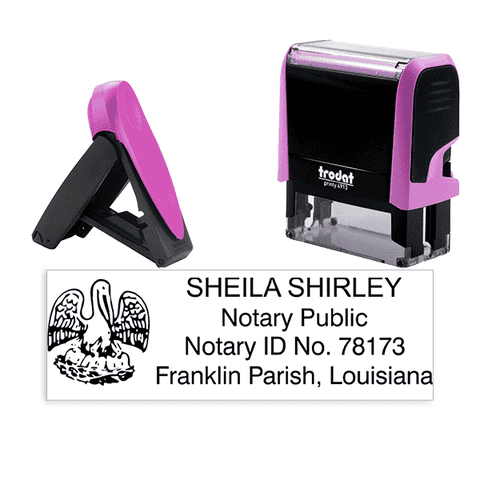 Louisiana Pink Rectangle Notary Stamp