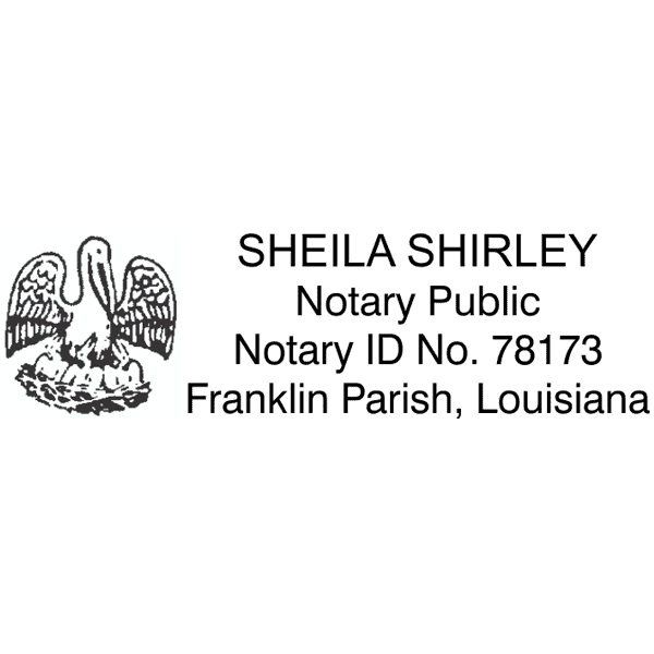 Louisiana Notary Pink Stamp - Rectangle Imprint Example