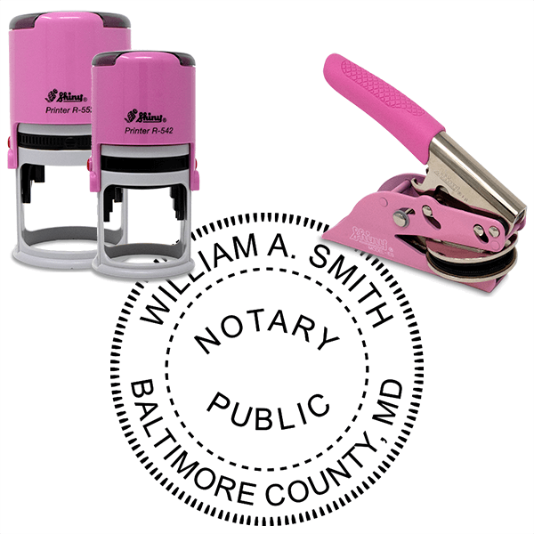 Maryland Round Pink Notary Seal