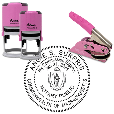 Massachusetts Round Pink Notary Seal