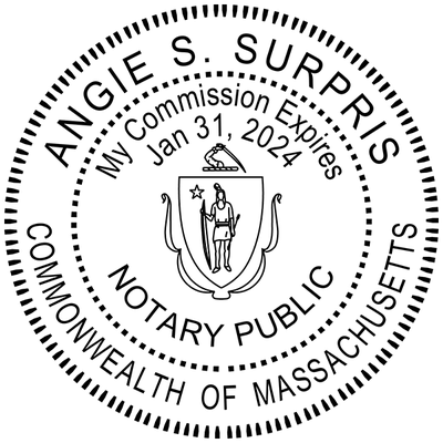 Massachusetts Round Pink Notary Seal - alternate view