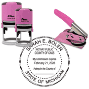 Michigan Round Pink Notary Seal