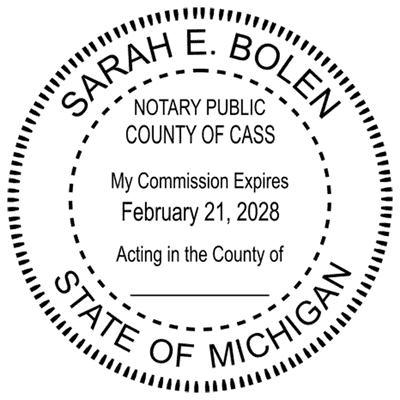 Michigan Round Pink Notary Seal - alternate view