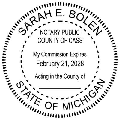Michigan Round Pink Notary Seal - alternate view