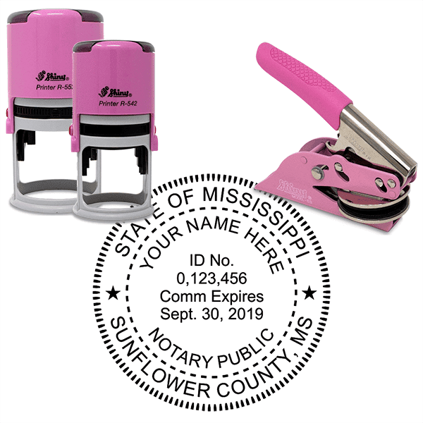 Mississippi Round Pink Notary Seal