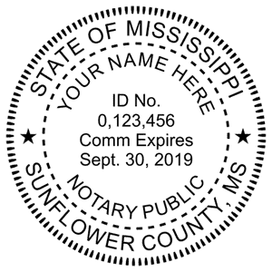 Mississippi Notary Pink - Round Design Imprint Example