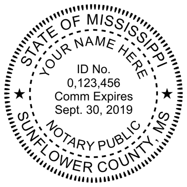 Mississippi Notary Pink - Round Design Imprint Example