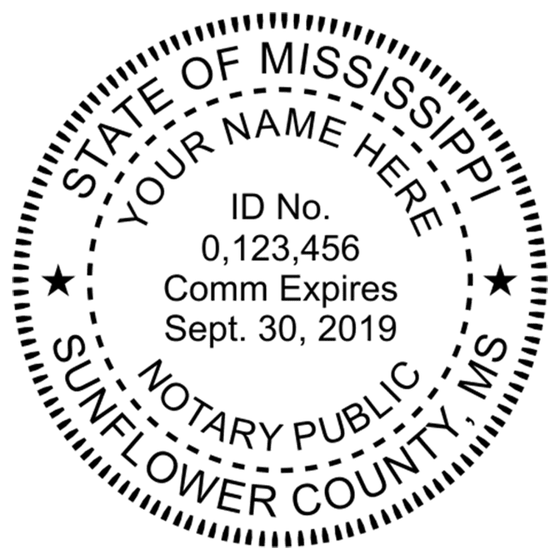 Mississippi Notary Pink - Round Design Imprint Example