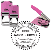 Mississippi Dots Border Round Pink Notary Seal