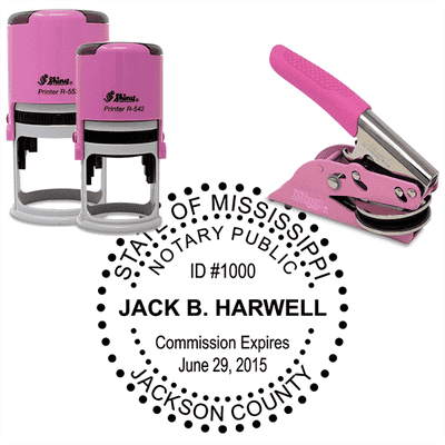 Mississippi Notary Pink Dots Border - Round Design