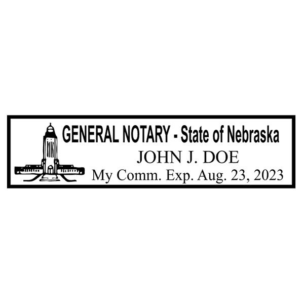 Nebraska Notary Pink Stamp - Rectangle Imprint Example