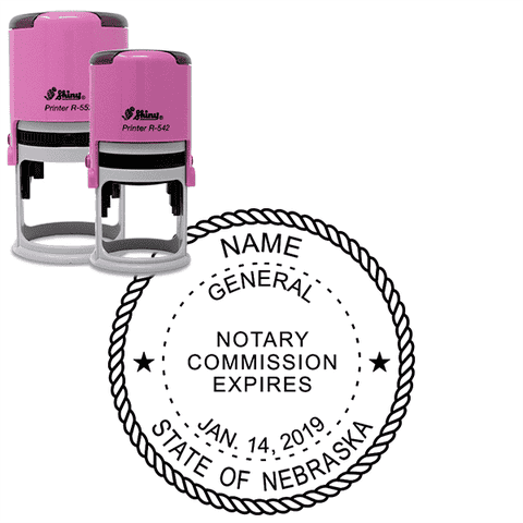 Nebraska Pink Round Notary Stamp