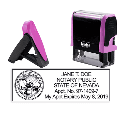 Nevada Pink Rectangle Notary Stamp