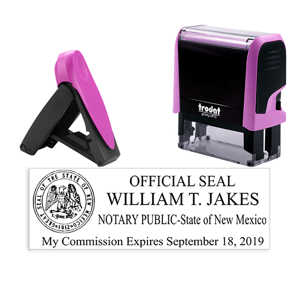 New Mexico Pink Rectangle Notary Stamp