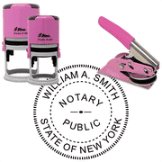 New York Round Pink Notary Seal