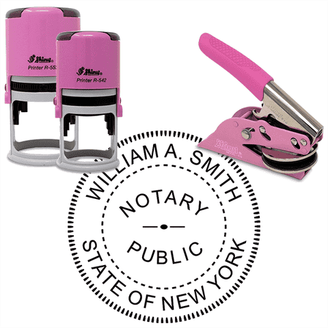 New York Round Pink Notary Seal