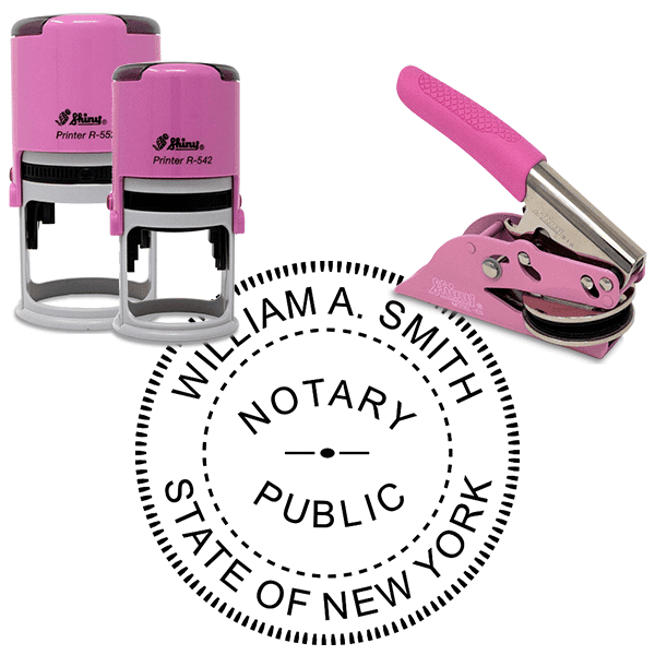 New York Round Pink Notary Seal