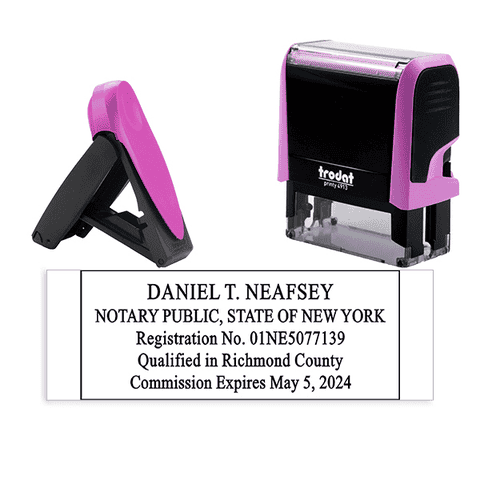 New York Pink Rectangle Notary Stamp