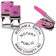 North Carolina Round Pink Notary Seal
