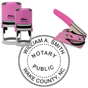 North Carolina Round Pink Notary Seal