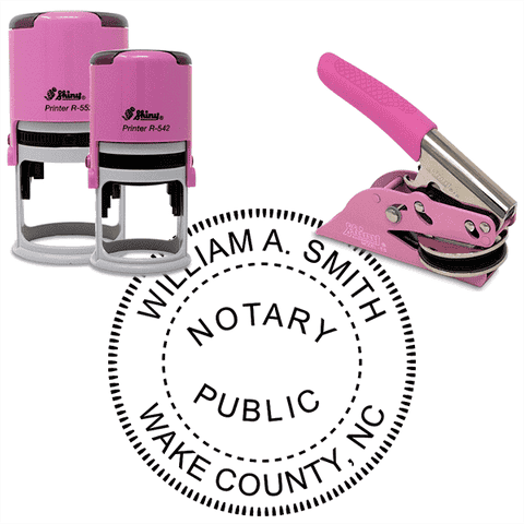 North Carolina Round Pink Notary Seal