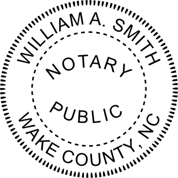 North Carolina Notary Pink - Round Design Imprint Example
