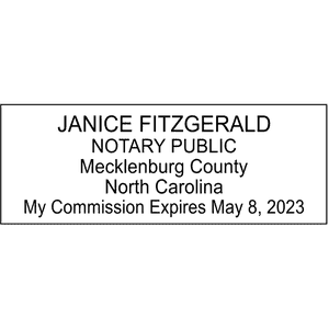 North Carolina Notary Pink Stamp - Rectangle Imprint Example