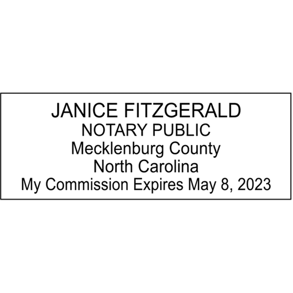 North Carolina Notary Pink Stamp - Rectangle Imprint Example