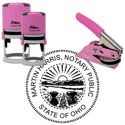 Ohio Round Pink Notary Seal