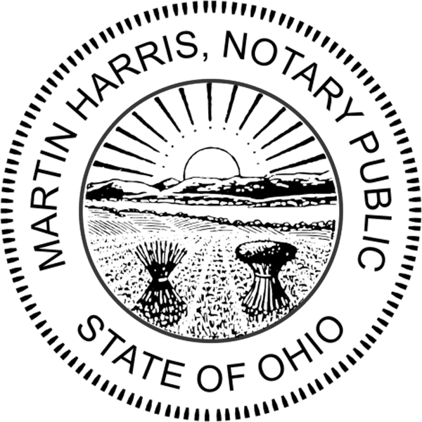Ohio Notary Pink - Round Design Imprint Example
