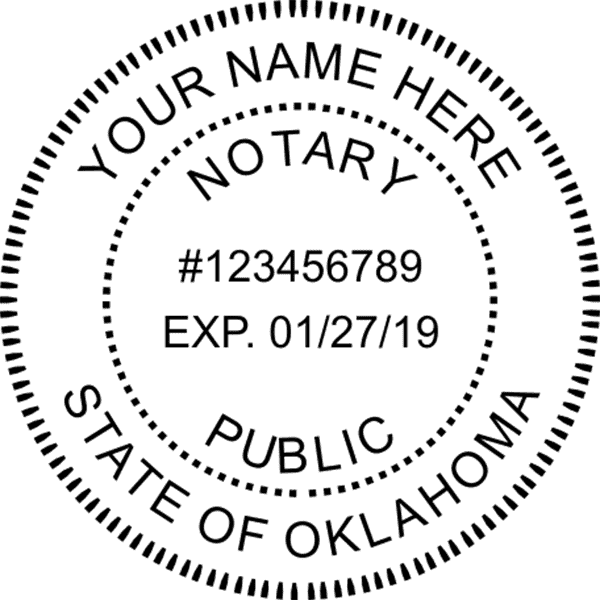 Oklahoma Notary Pink - Round Design Imprint Example