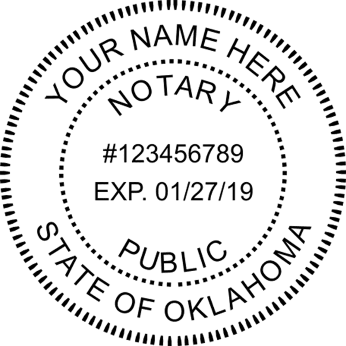 Oklahoma Notary Pink - Round Design Imprint Example