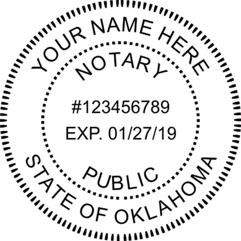 Oklahoma Notary Pink - Round Design Imprint Example