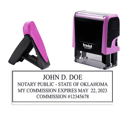 Oklahoma Pink Rectangle Notary Stamp